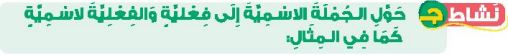 نشاط ج حول الجملة الاسمية إلى فعلية والفعلية لاسيمة كما في المثال